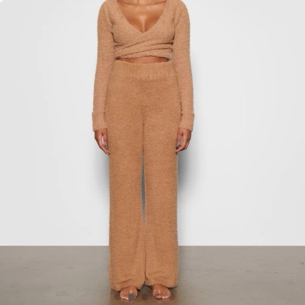SKIMS Cozy Wide Leg Pants in camel